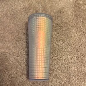 Starbucks white matte holo grid cup